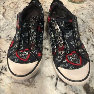 Coach "Poppy" graffiti print slip-ons size 8.5